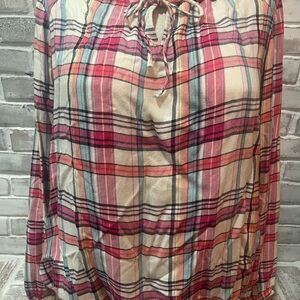 Lane Bryant Pink Plaid Blouse